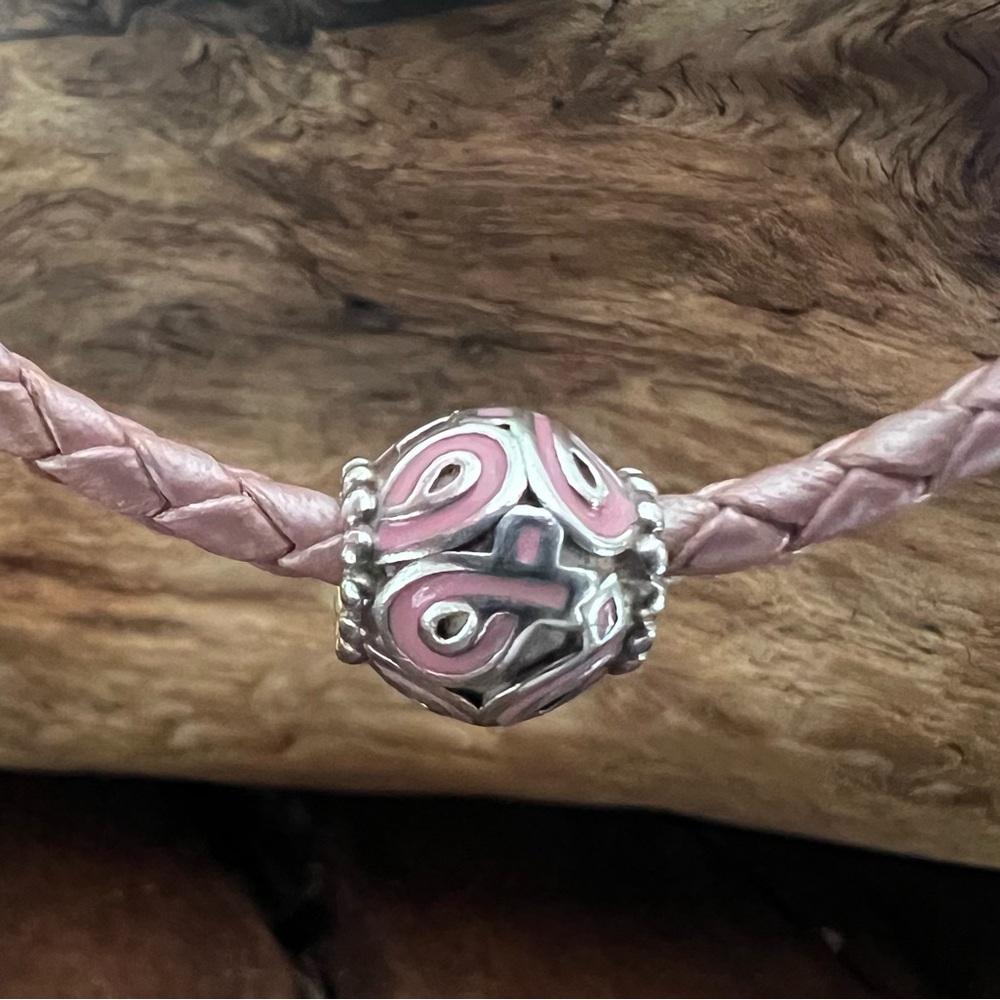 Authentic LE Pandora Charm Limited Edition Pink Ribbon Breast Cancer Enamel